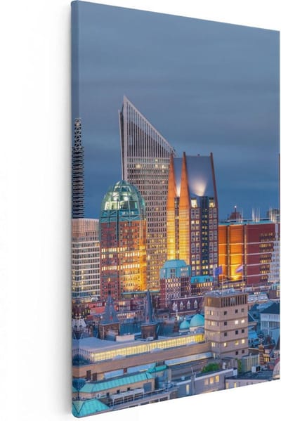 Artaza Canvas Schilderij Stad - 20x30 cm - Klein - Wanddecoratie Skyline - Muurdecoratie Woonkamer - Kamer Accessoires