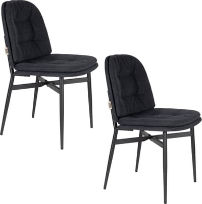 Dutchbone Jade Eetkamerstoelen Blauw - Set van 2