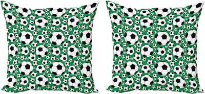 ABAKUHAUS Decoratieve kussenhoes met voetbalmotief, 2 stuks, populair sportmotief, 50x50 cm, gro zwart, wit