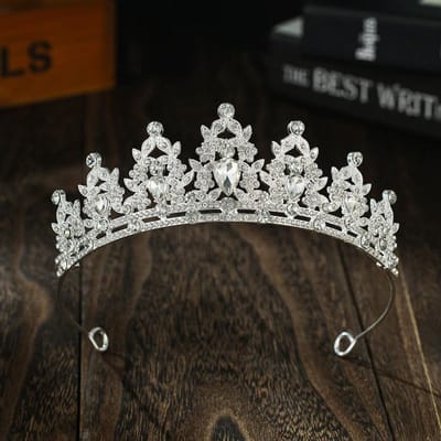 Couronne d'enfant en alliage Diamant brillant Cristal multicolore Coiffe de mariée Couronne de princesse Accessoires de cheveux pour anniversaire et mariage black