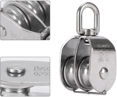 Dubbele Katrol - Trekblok Draai - Lasten Hefen - 360 Graden Rotatie - M20 75kg - Zilver