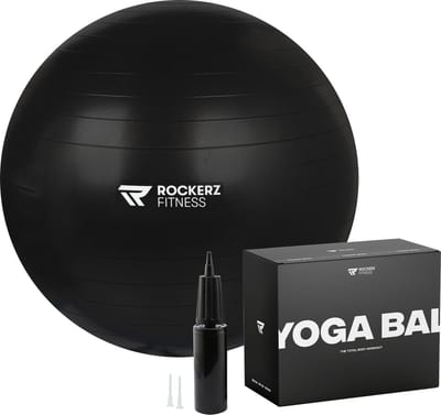 Rockerz Yoga bal inclusief pomp - Fitness bal - Zwangerschapsbal - 65 cm - 1150g - Stevig & duurzaam - Hoogste kwaliteit - Zwart