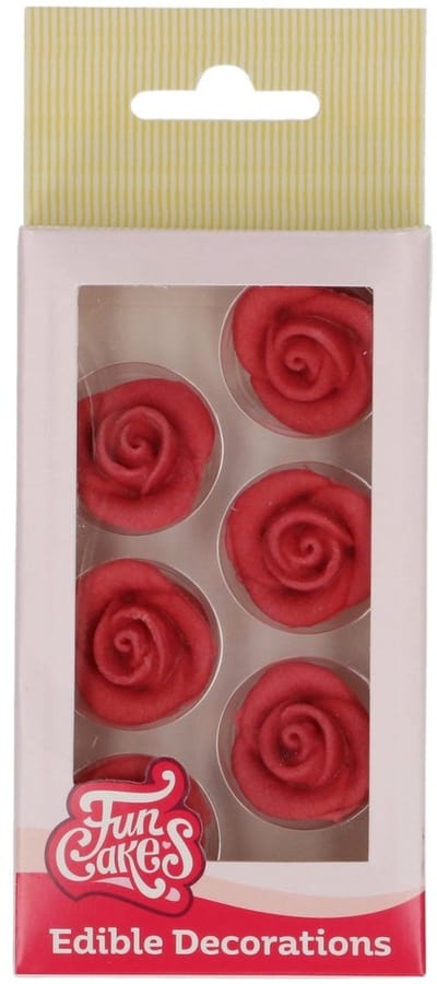 FunCakes Fondant Decoraties Rozen Rood set/6