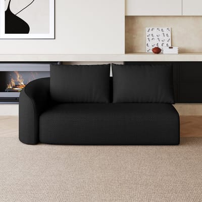 OKWISH Hoekbank Links – 2-Zits Loungebank Zonder Montage – Zacht Ligcomfort Voor Woonkamer Of Slaapkamer – Stof – Zwart