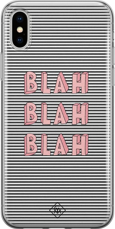 Casimoda® hoesje - Geschikt voor iPhone Xs Max - Blah Blah Blah - Siliconen/TPU telefoonhoesje - Backcover - Tekst - Blauw