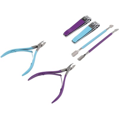 2 Sets 3pcs Coupe-cuticules avec Pousse-cuticules Professionnel Acier Inoxydable Pédicure gray