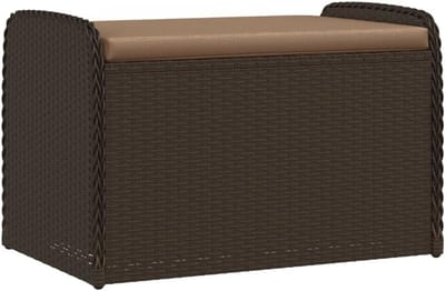 Opbergbank met kussen voor buiten 80x51x52cm - Poly rattan Tuinbank Balkonmeubel