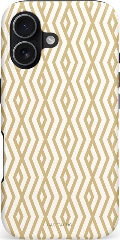 Casetastic hoesje geschikt voor Apple iPhone 17 - MagSafe - Dubbellaagse bescherming - Art Deco Goud - Fashion Case - Beige Wit