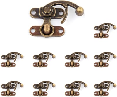 10 stuks - sluitingen - Antiek retro slot - Geschikt voor houten kisten - turn lock - 38*44mm - brons - legering
