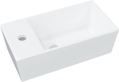 Keramische Wasbak - Wastafel Kom - Badkamer Inrichting - Modern Minimalistisch - 48x25x15 cm - Wit