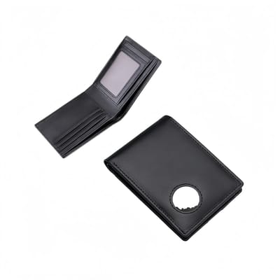 Portemonnee voor heren in zakelijke stijl - Grote capaciteit met meerdere kaartsleuven - Vak voor Airtag-tracking - RFID-antimagnetische portemonnee - 11,4 cm * 8 cm * 1,5 cm - Zwart - 1 stuk