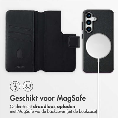 Accezz Hoesje - Geschikt voor Samsung Galaxy S25 - Leather Bookcase 2-in-1 met Magnetische Ring - Black