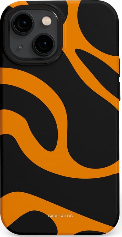 Casetastic hoesje geschikt voor Apple iPhone 13 mini - MagSafe - Dubbellaagse bescherming - Katachtige Oranje Tijger Strepen - Fashion Case - Zwart Oranje