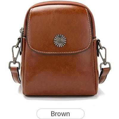 Retro effen kleur dames crossbodytas modieuze flap grote capaciteit dubbellaags schoudertas hoogwaardige PU-leer handtas brown