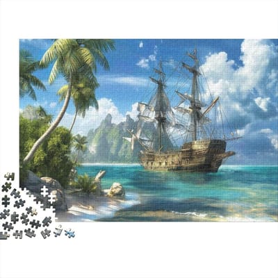 Puzzel 1000 stukjes - Nachtzicht spel - Ontspannend tijdverdrijf - Gerecycled materiaal - 38 x 26 cm - Tropisch eiland
