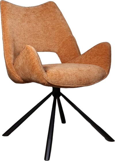 SET DEAL: 4 stuks Eetkamerstoel draaibaar Kevin ribstof cognac eetstoel draaibare stoel zetel