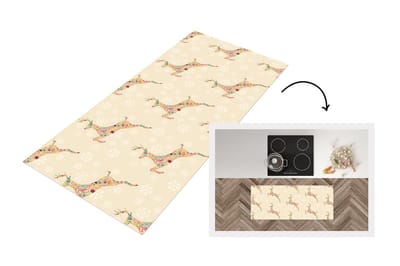 Keukenloper - Loper keuken - Regenboog - Rendier - Kerst cadeau - Patronen - Christmas - 120x50 cm - Keukenloper vinyl