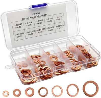 100 Stuks Koper Ringen Assortiment M4 M5 M6 M8 M10 M12 M14 - Koperafdichtingen voor Auto, Marine en Apparatuur Reparatie