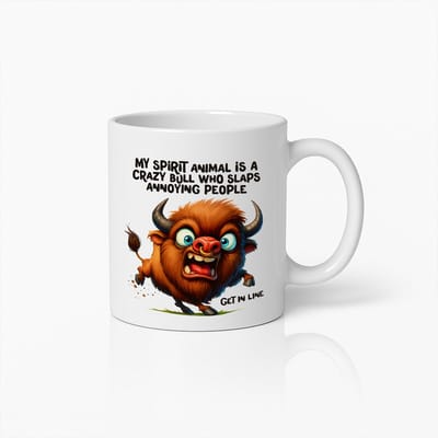 330ml Grappige Spirit Animal Stier Mok – Gekke Stier Cartoon Koffiebeker voor Dierenliefhebbers