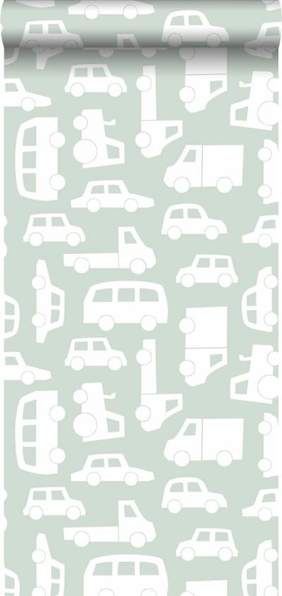 ESTAhome behang auto's mintgroen - 53 cm x 10.05 m - 139046