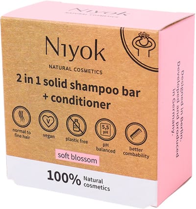 Niyok Soft Blossom Shampoo - Conditioner Bar - 2-in-1 - 80G - Veganistisch - Plasticvrij - Blossom Glamour