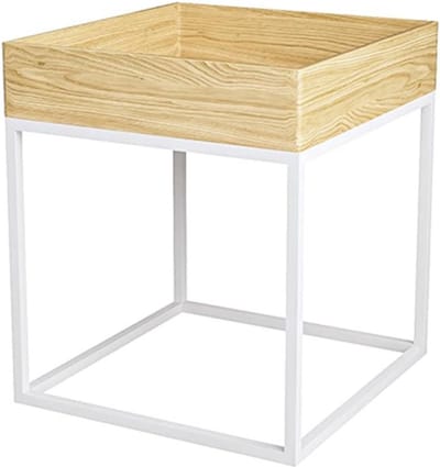 Kleine salontafel - Houten bijzettafel - Multifunctioneel gebruik - Industriële stijl - 45 x 45 x 50 cm - Zwart