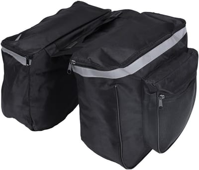 Dubbele fietstas - 30 x 26 x 12 cm Dubbele fietstassen waterdicht - 45L rote inhoud - meerlaagse opbergruimte - verdikt, kras- en slijtvast - reflecterende waarschuwing 's nachts - waterdicht en zonwerend - zwart