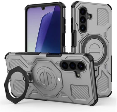 Hoesje geschikt voor Samsung Galaxy A17 | Compatibel met MagSafe / Qi2 | 360° Draaibare Magnetische Standaard | Back Cover Kickstand Ring | Grijs
