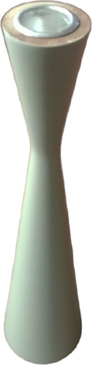 Floz Design kandelaar zandloper model - houten kaarsenhouder - lichtgrijs - fairtrade