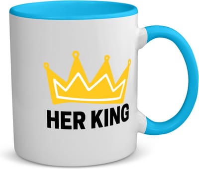 Akyol - her king koffiemok - theemok - blauw - Koning - iemand die zich voelt als een koning - valentijnsdag - verjaardag - cadeautje voor vriendje - kado - geschenk - 350 ML inhoud