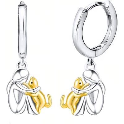Schattige Tweekleurige Gouden Kleur Stud Oorbellen voor Vrouwen en Honden Hond Mama Kleine Hoepel Oorbellen Dierlijke Huisdier Sieraden white