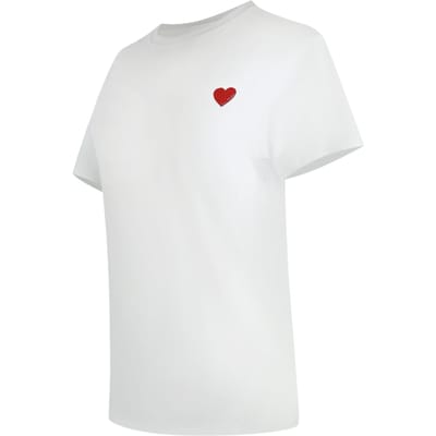 Love Moschino T-shirt Met Klein Rood Hartje-logo In Wit