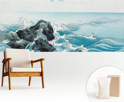 Wallfluent Behang - Zeegezicht Muurbehang - 250x104 cm - Blauw Behang - Voor liefhebbers van maritieme landschappen en kunst - Behang Voor de woonkamer, voor het kantoor, voor de slaapkamer - Wandbekleding Landschappen