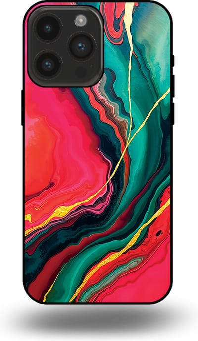 Smartphonica Telefoonhoesje Geschikt voor iPhone 14 Pro Max met Rood Groen Marmer Opdruk - TPU Backcover Case Red Green Marble Design geschikt voor iPhone 14 Pro Max
