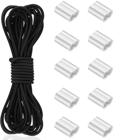 Elastisch rubberen touw 8 mm x 10 m met wurgklemmen voor camping en zeilen