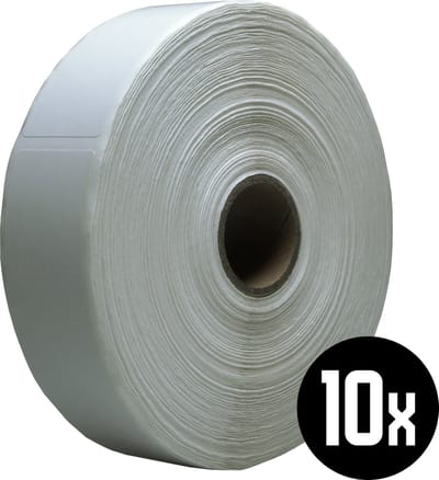 DULA Zebra kompatible Etiketten, 25 mm x 76 mm, Weiß, Permanent, Kern 25 mm, 10 Rollen, 930 Etiketten pro Rolle