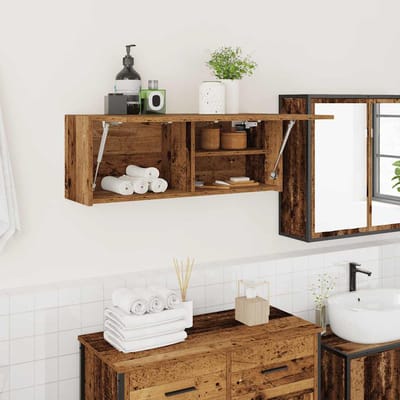 vidaXL - Badkamerwandkast - 80x25x30 - cm - bewerkt - hout - oud - houtkleurig