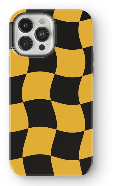 Checkered Warp Hoesje geschikt voor iPhone 13 Pro Max | Geschikt Voor Mag | Uniek Design Hoesje | Beschermhoes geschikt voor iPhone 13 Pro Max Yellow Rush