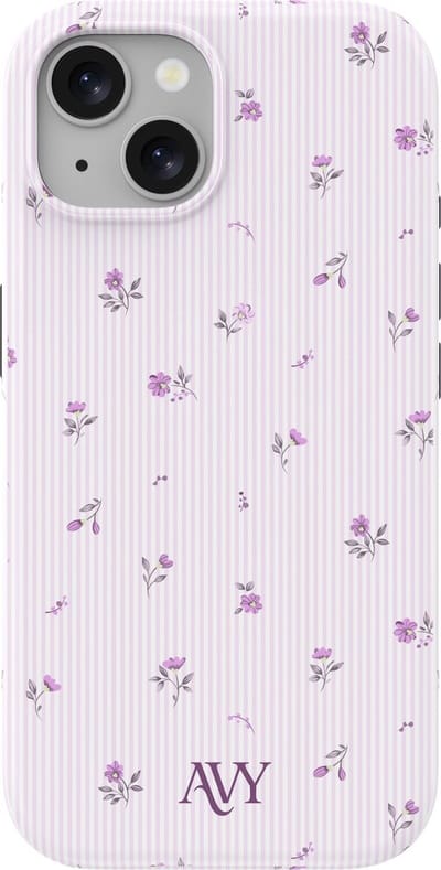 AVY Hoesje geschikt voor Apple iPhone 15 | Lila Dream | Bloemen | Paars | Hard Shell Back Cover | Compatibel met MagSafe & Qi2
