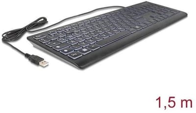 Delock USB Keyboard wired 1.5 m black with XXL letters and Illumination