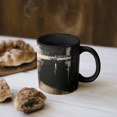 Magische Mok - Foto op Warmte Mokken - Koffiemok - Hand - Gezicht - Strepen - Abstract - Magic Mok - Beker - 350 ML - Theemok