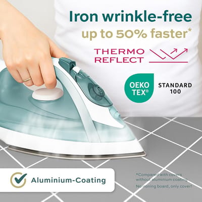 Warmtereflecterend strijkplankovertrek 110x30 – Sneller strijken met eenvoudig aan te brengen elastiek – 2x comfortvulling & OEKOTEX100