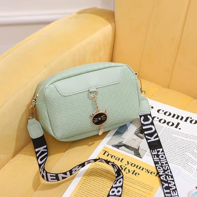 Kleine Tas Nieuwe Dames Tas Modieuze Inspringing Schelp Tas Schoudertas Diagonaal Ruitpatroon Kattenkop Tas beige