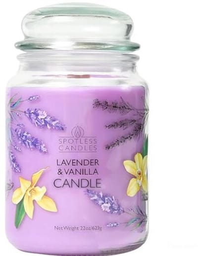Geurige Vanille Lavendel Kaars - 22oz Glazen Kaars met Houten Wick in Geschenkkist