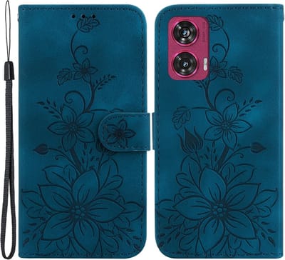 Coverup Hoesje - Geschikt voor Motorola Edge 50 Fusion Hoesje - Coverup Bloemen Book Case - Blauw