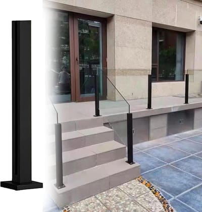 Railing Paal - Balustrade Paal - Veiligheid Creëren - Roestvrijstaal Materiaal - 115 cm - Zwart