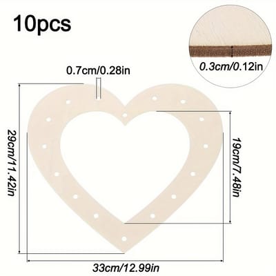 Lot de 10 Cadres Couronne en Bois en Forme de Cœur pour Artisanat DIY - Décorations Suspendues Style Vintage pour Mariages, Fiançailles, Saint-Valentin, Noël, Anniversaires 10pcs white