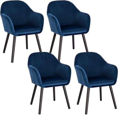 Eetkamerstoelen Groen - Set van 4 - Fluweel - Woonkamer- en Keukenstoelen