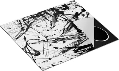 Chefcare Inductie Beschermer Abstracte Kunst van Verf - Zwart Wit - 60x50 cm - Afdekplaat Inductie - Kookplaat Beschermer - Inductie Mat