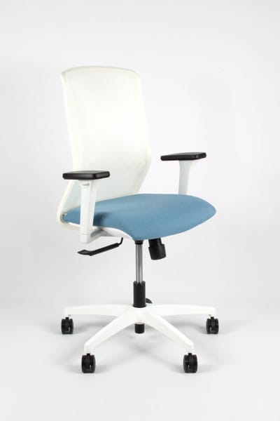 Linea Tekna White 01 - Bureaustoel - Ergonomisch EN1335 -Multi verstelbaar- Wit/Blauw